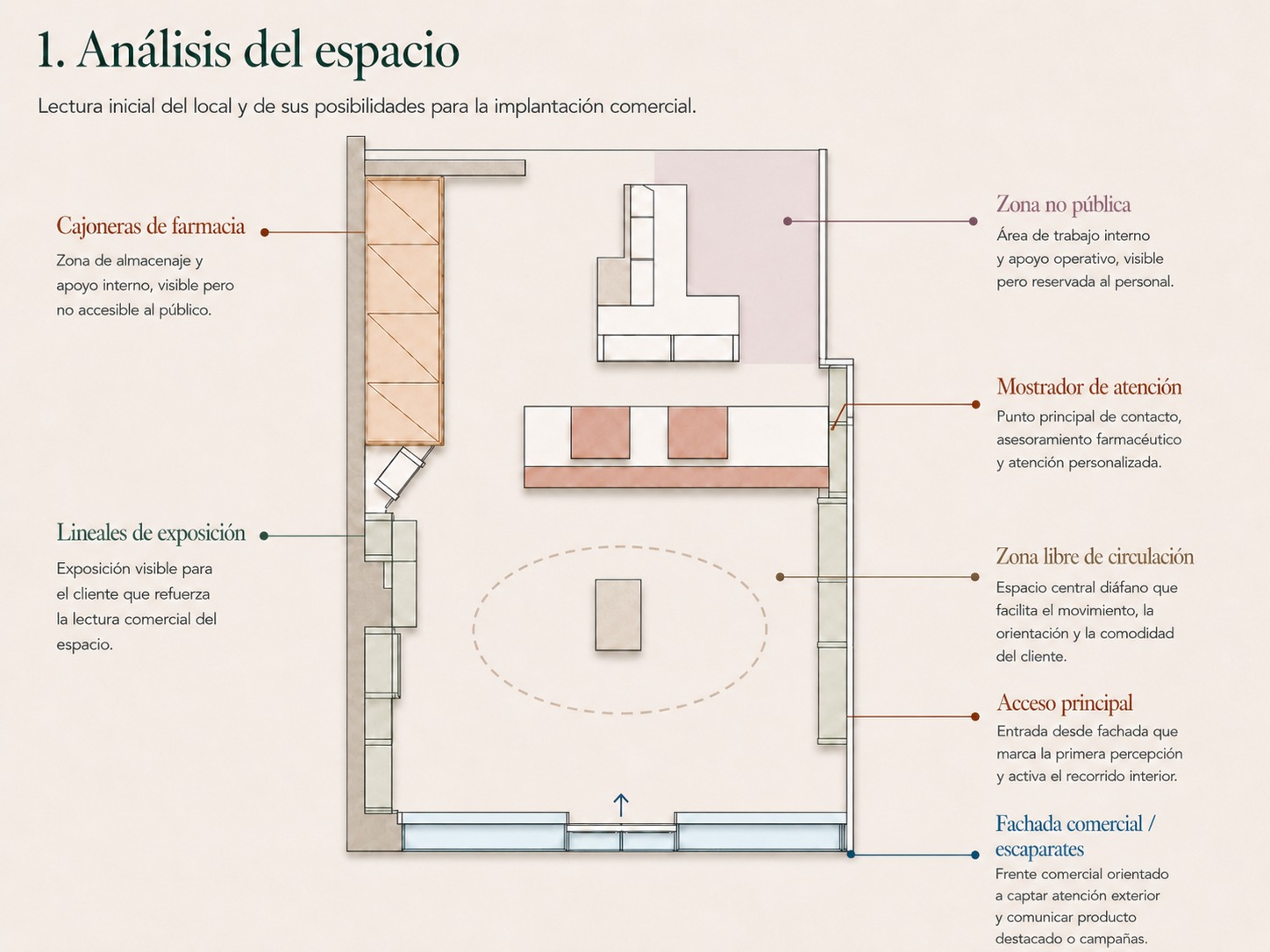 Farmacia Alcoverro — Análisis del espacio