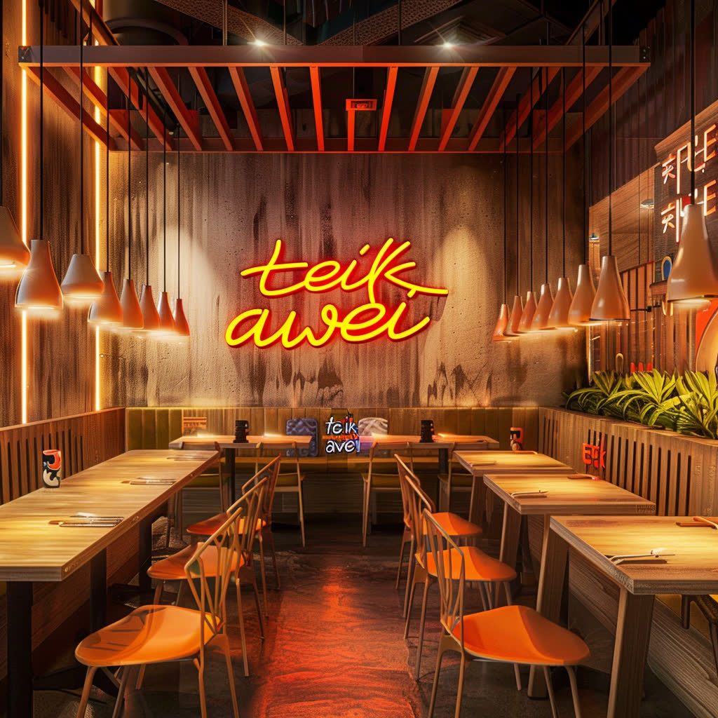 Teik Awei - Zona de comedor con murales