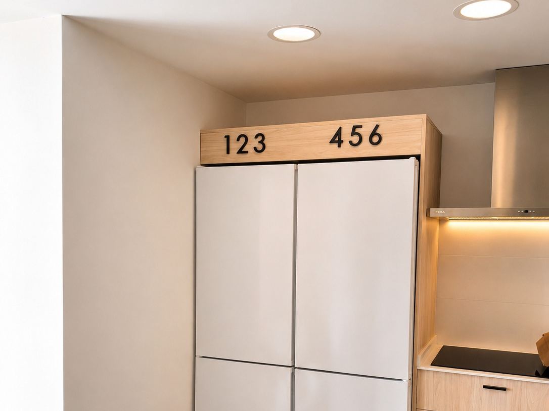 Cocina compartida con frigoríficos organizados por grupos de habitaciones
