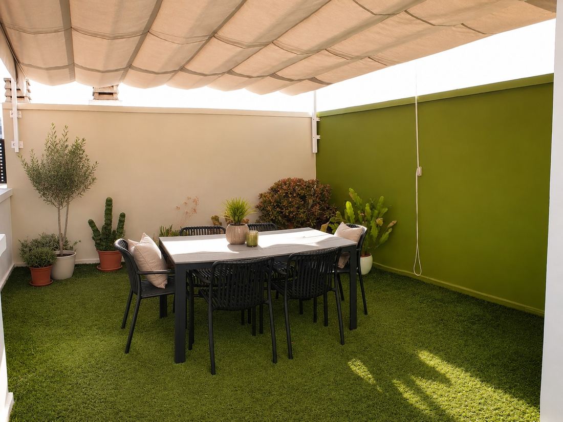 Terraza común de la vivienda en alquiler por habitaciones